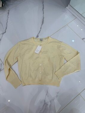 Butter yellow pointelle cardigan
